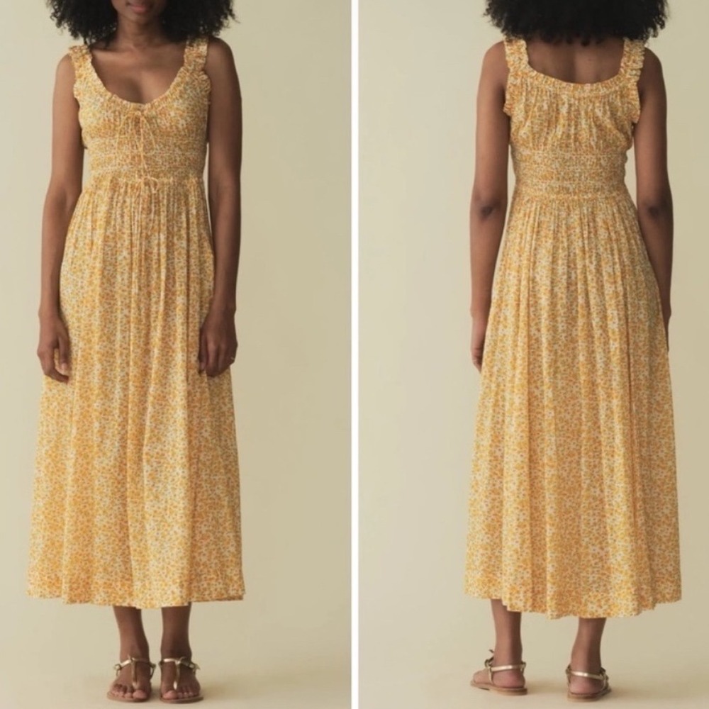 Doen Clementine Daisy Fields Emmaretta Floral Ruffle Midi Dress - XSmall